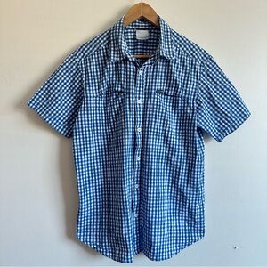 Columbia Blue Checkered Men's Button-Down Shirt